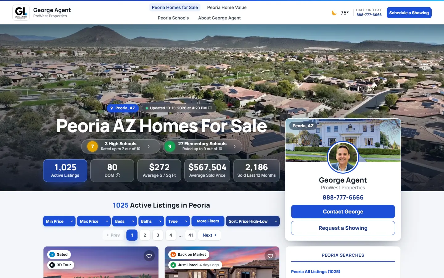 A live demo buyer landing page for Peoria, AZ
