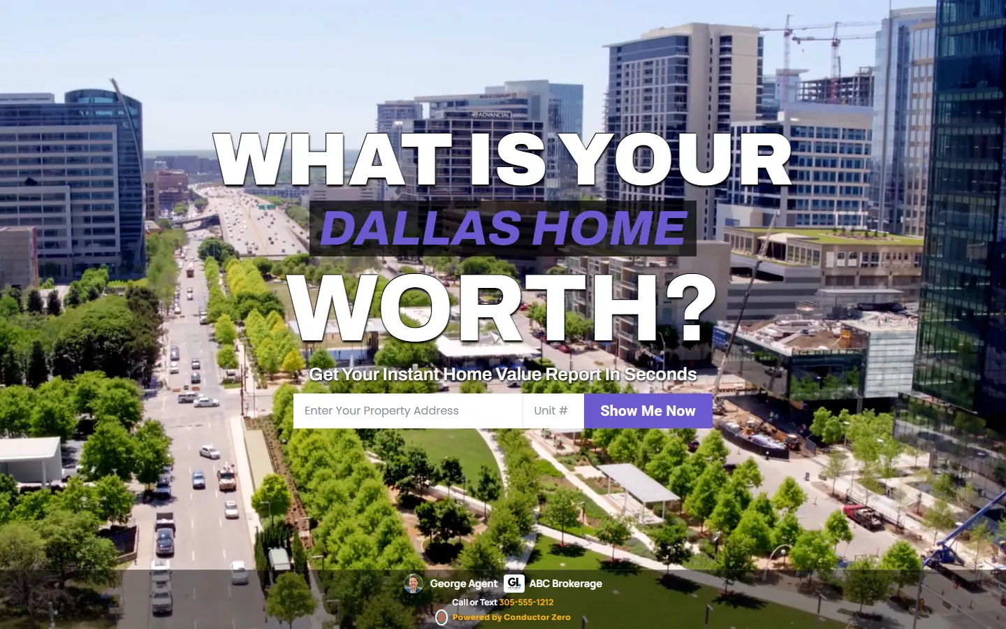 A live demo seller landing page for Dallas, TX